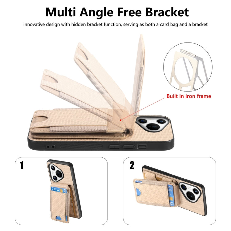 For Huawei Pura 70 Carbon Fiber Vertical Flip Wallet Stand Phone Case(Brown) - free shipping - PMC Jewellery - Order now!
