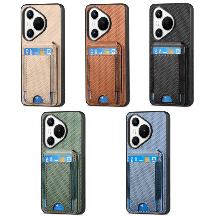 For Huawei Pura 70 Carbon Fiber Vertical Flip Wallet Stand Phone Case(Brown) - free shipping - PMC Jewellery - Order now!