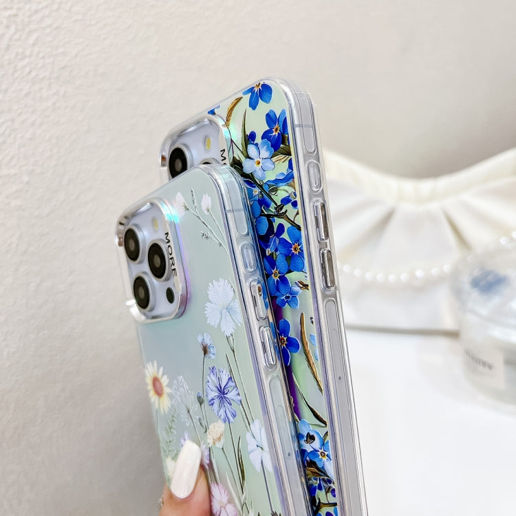 For iPhone 16 Pro Electroplating Laser Flower Phone Case with Wrist Strap(White Flower AH10) - iPhone 16 Pro Cases by PMC TechLife | Online Shopping South Africa | PMC TechLife | Buy Now Pay Later Mobicred