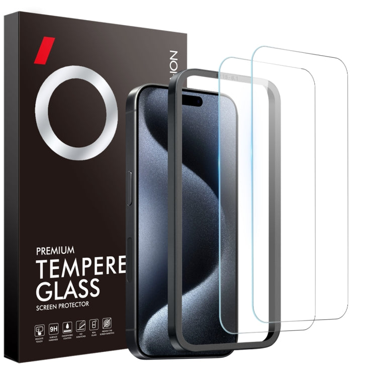 For iPhone 15 Pro Max NORTHJO 2pcs A++ Screen Protector Tempered Glass Film with Installation Frame - free shipping - PMC Jewellery - Order now!