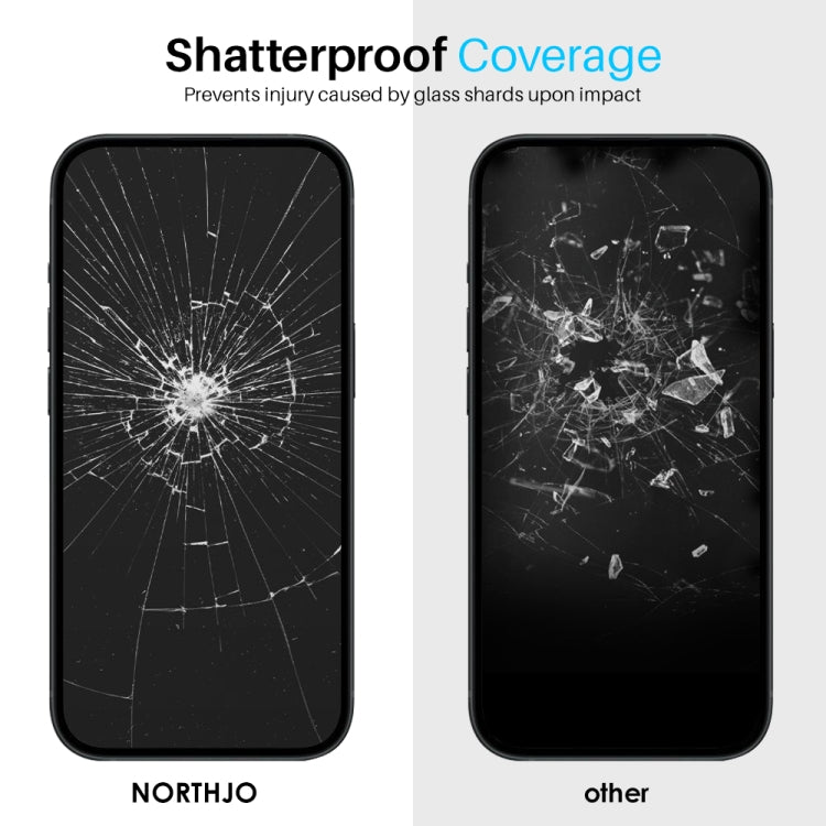 For iPhone 16 NORTHJO 2pcs A++ Screen Protector Tempered Glass Film with Installation Frame - iPhone 16 Tempered Glass by NORTHJO | Online Shopping South Africa | PMC TechLife | Buy Now Pay Later Mobicred