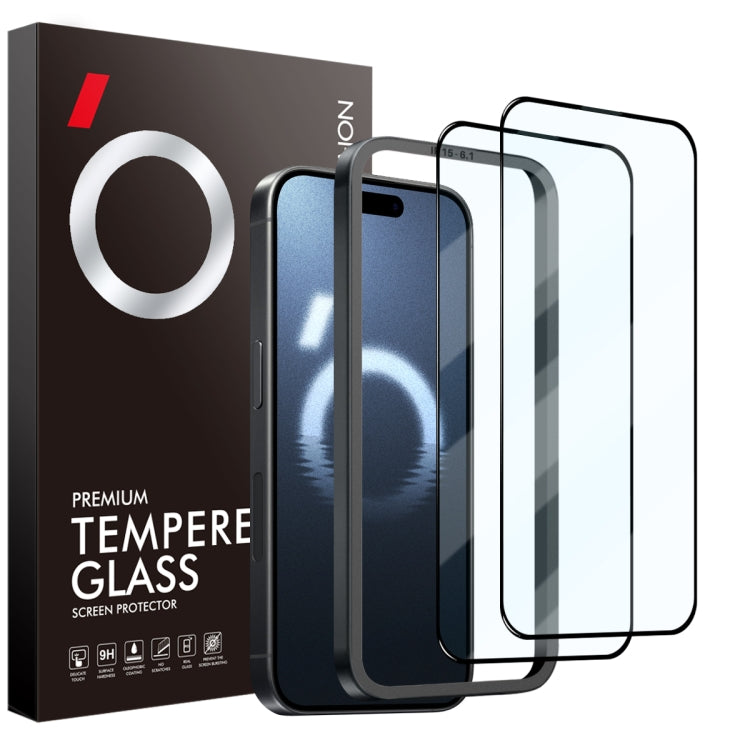 For iPhone 16 Pro NORTHJO 2pcs A++ Tempered Glass Film with Installation Frame - iPhone 16 Pro Tempered Glass by NORTHJO | Online Shopping South Africa | PMC TechLife | Buy Now Pay Later Mobicred