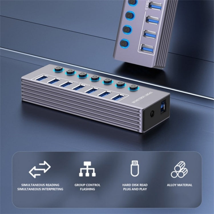 U307 Aluminum Alloy 7-Ports Splitter 5Gbps High Speed USB 3.0 Hub with Independent Switch - USB 3.0 HUB by PMC Jewellery | Online Shopping South Africa | PMC Jewellery | Buy Now Pay Later Mobicred