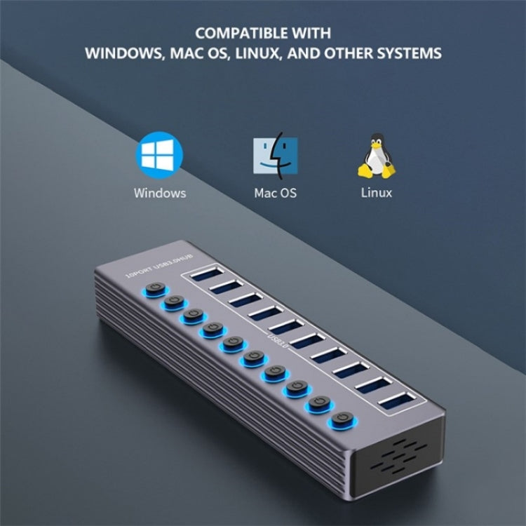 U310 10-in-1 USB 3.0 Extension HUB USB Power Charging Station with Individual Switch - USB 3.0 HUB by PMC Jewellery | Online Shopping South Africa | PMC Jewellery | Buy Now Pay Later Mobicred
