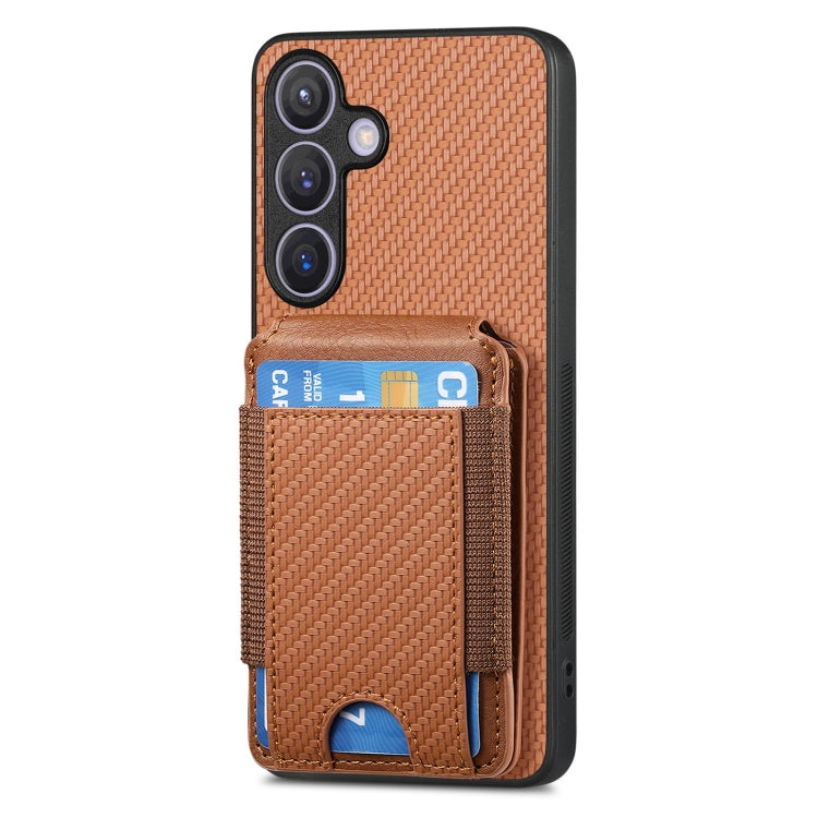 For Samsung Galaxy S24+ 5G Carbon Fiber Vertical Flip Wallet Stand Phone Case(Brown) - Galaxy S24+ 5G Cases by PMC Jewellery | Online Shopping South Africa | PMC Jewellery | Buy Now Pay Later Mobicred