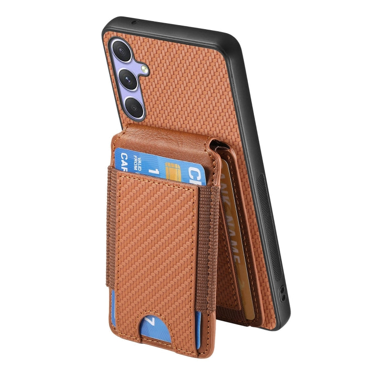 For Samsung Galaxy S25 5G Carbon Fiber Vertical Flip Wallet Stand Phone Case(Brown) - Galaxy S25 5G Cases by PMC Jewellery | Online Shopping South Africa | PMC Jewellery | Buy Now Pay Later Mobicred
