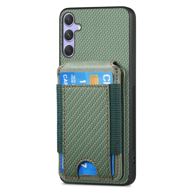 For Samsung Galaxy S25 5G Carbon Fiber Vertical Flip Wallet Stand Phone Case(Green) - Galaxy S25 5G Cases by PMC Jewellery | Online Shopping South Africa | PMC Jewellery | Buy Now Pay Later Mobicred