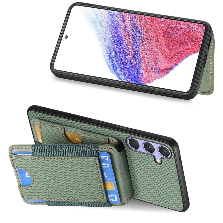 For Samsung Galaxy S25 5G Carbon Fiber Vertical Flip Wallet Stand Phone Case(Green) - Galaxy S25 5G Cases by PMC Jewellery | Online Shopping South Africa | PMC Jewellery | Buy Now Pay Later Mobicred