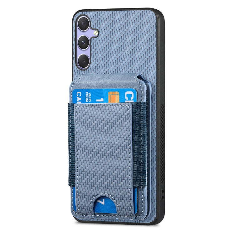 For Samsung Galaxy S25+ 5G Carbon Fiber Vertical Flip Wallet Stand Phone Case(Blue) - free shipping - PMC Jewellery - Order now!