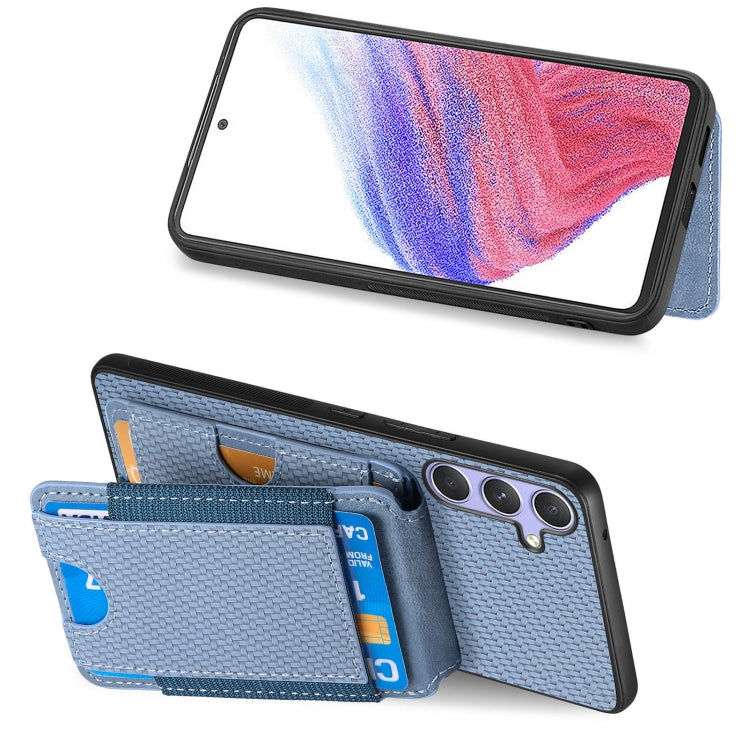 For Samsung Galaxy S25+ 5G Carbon Fiber Vertical Flip Wallet Stand Phone Case(Blue) - free shipping - PMC Jewellery - Order now!