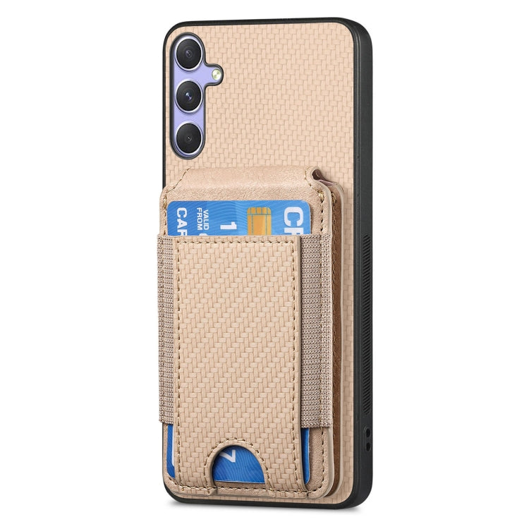 For Samsung Galaxy S25 Ultra 5G Carbon Fiber Vertical Flip Wallet Stand Phone Case(Khaki) - Galaxy S25 Ultra 5G Cases by PMC Jewellery | Online Shopping South Africa | PMC Jewellery | Buy Now Pay Later Mobicred