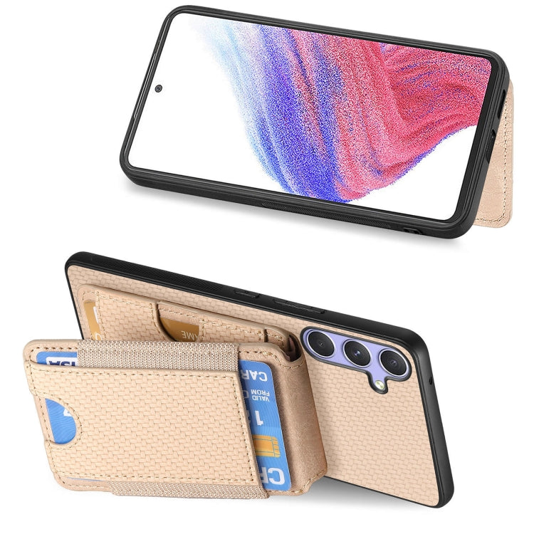 For Samsung Galaxy S25 Ultra 5G Carbon Fiber Vertical Flip Wallet Stand Phone Case(Khaki) - Galaxy S25 Ultra 5G Cases by PMC Jewellery | Online Shopping South Africa | PMC Jewellery | Buy Now Pay Later Mobicred