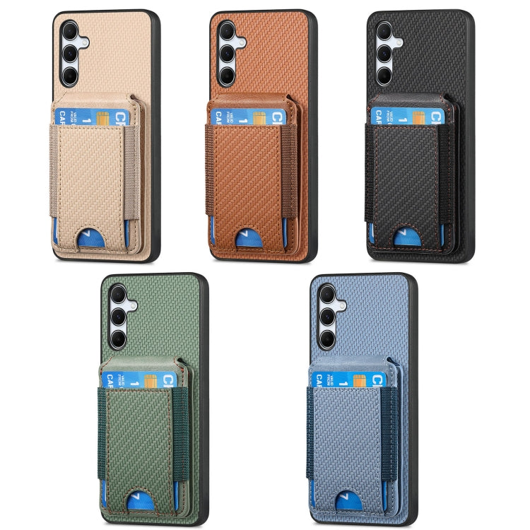 For Samsung Galaxy S25 5G Carbon Fiber Vertical Flip Wallet Stand Phone Case(Brown) - Galaxy S25 5G Cases by PMC Jewellery | Online Shopping South Africa | PMC Jewellery | Buy Now Pay Later Mobicred