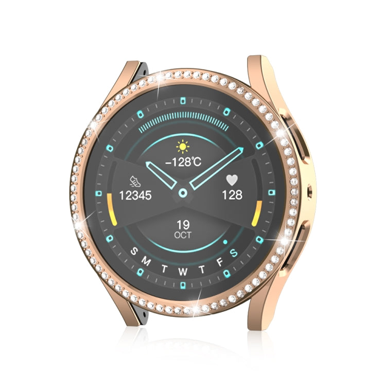 For Samsung Galaxy Watch 7 40mm Single Diamond Hollow PC Watch Protective Case(Rose Gold) - Watch Cases by PMC TechLife | Online Shopping South Africa | PMC TechLife | Buy Now Pay Later Mobicred