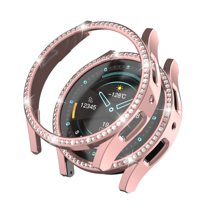 For Samsung Galaxy Watch 7 40mm Single Diamond Hollow PC Watch Protective Case(Pink) - Watch Cases by PMC TechLife | Online Shopping South Africa | PMC TechLife | Buy Now Pay Later Mobicred