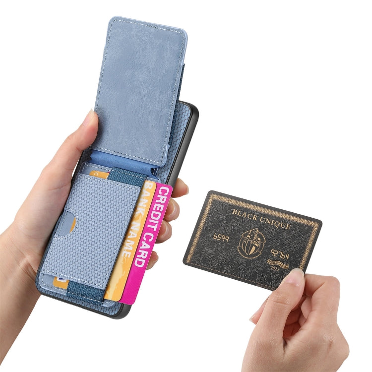 For Motorola Moto E20 / E30 Carbon Fiber Vertical Flip Wallet Stand Phone Case(Blue) - Motorola Cases by PMC TechLife | Online Shopping South Africa | PMC TechLife | Buy Now Pay Later Mobicred