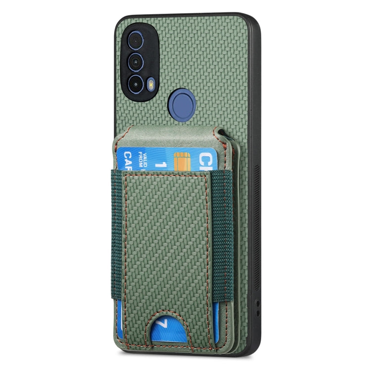 For Motorola Moto E40 Carbon Fiber Vertical Flip Wallet Stand Phone Case(Green) - Motorola Cases by PMC TechLife | Online Shopping South Africa | PMC TechLife | Buy Now Pay Later Mobicred