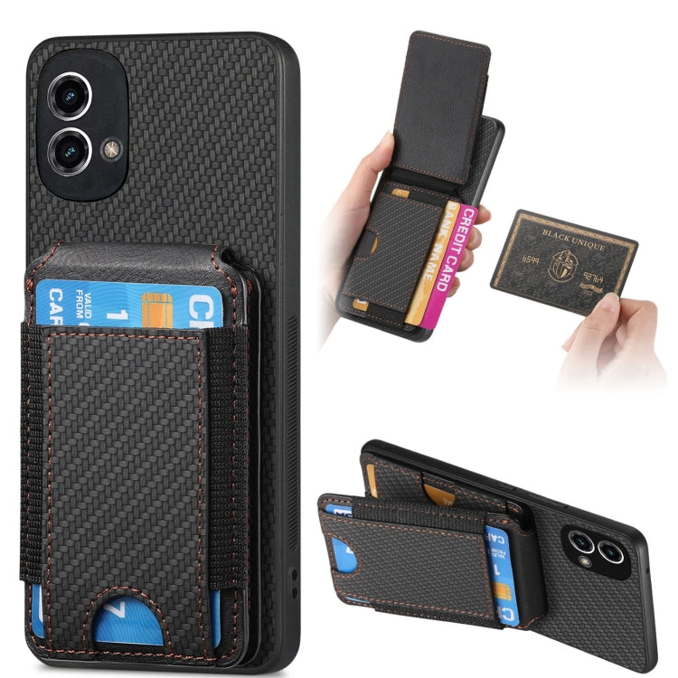 For Motorola Moto G Stylus 5G 2024 Carbon Fiber Vertical Flip Wallet Stand Phone Case(Black) - Motorola Cases by PMC TechLife | Online Shopping South Africa | PMC TechLife | Buy Now Pay Later Mobicred