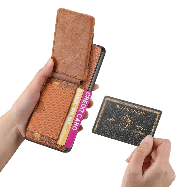 For Motorola Moto G Stylus 5G 2024 Carbon Fiber Vertical Flip Wallet Stand Phone Case(Brown) - free shipping - PMC TechLife - Order now!