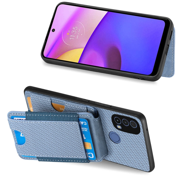 For Motorola Moto G Play 2024  5G Carbon Fiber Vertical Flip Wallet Stand Phone Case(Blue) - Motorola Cases by PMC TechLife | Online Shopping South Africa | PMC TechLife | Buy Now Pay Later Mobicred