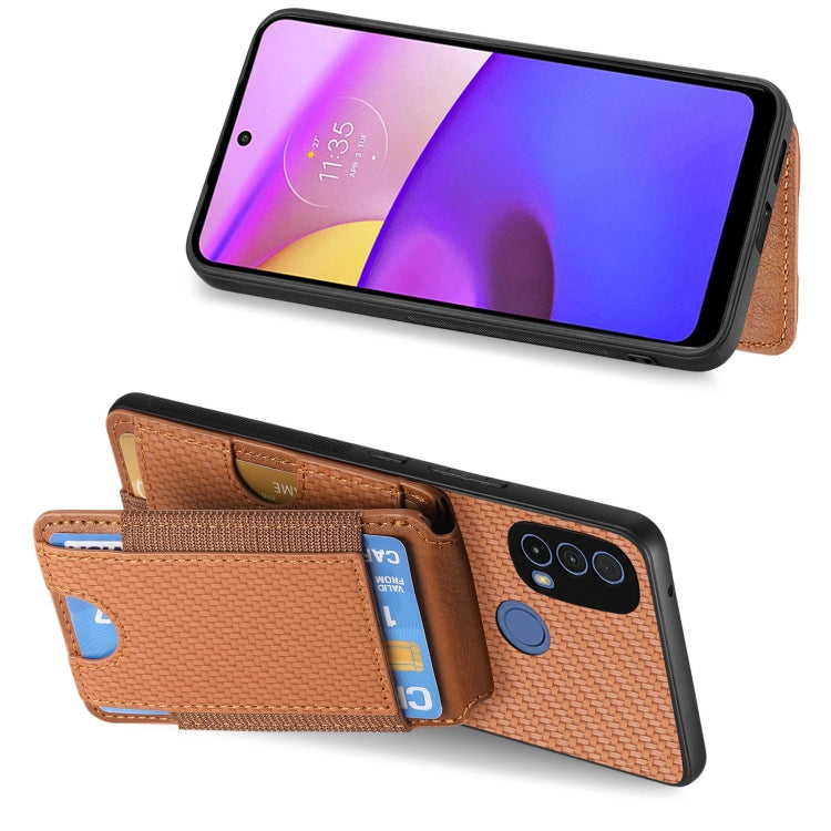For Motorola Moto G Play 2024  5G Carbon Fiber Vertical Flip Wallet Stand Phone Case(Brown) - Motorola Cases by PMC TechLife | Online Shopping South Africa | PMC TechLife | Buy Now Pay Later Mobicred