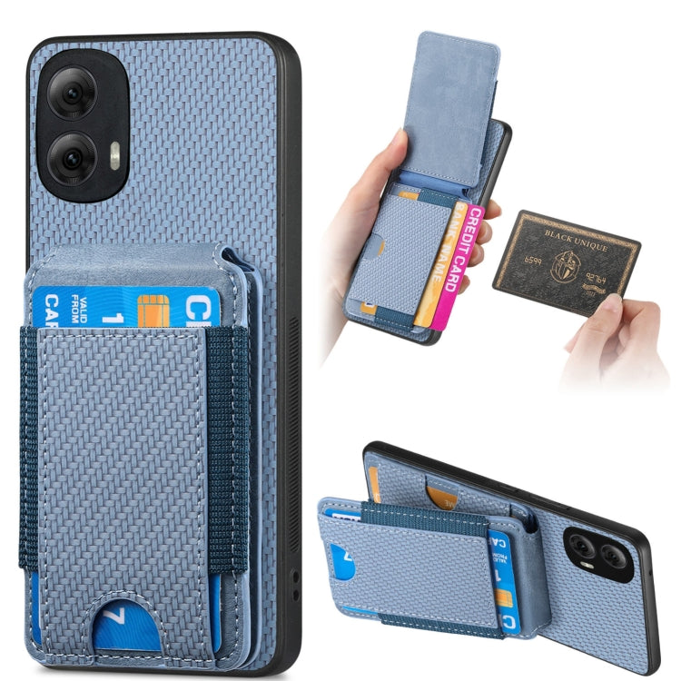 For Motorola Moto G Power 2024 5G Carbon Fiber Vertical Flip Wallet Stand Phone Case(Blue) - Motorola Cases by PMC TechLife | Online Shopping South Africa | PMC TechLife | Buy Now Pay Later Mobicred