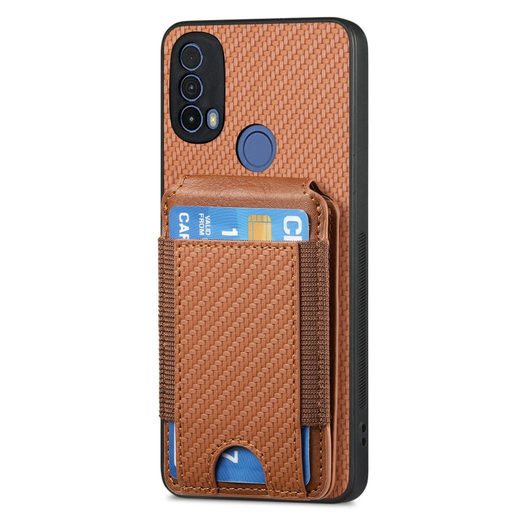 For Motorola Moto G Power 2024 5G Carbon Fiber Vertical Flip Wallet Stand Phone Case(Brown) - Motorola Cases by PMC TechLife | Online Shopping South Africa | PMC TechLife | Buy Now Pay Later Mobicred