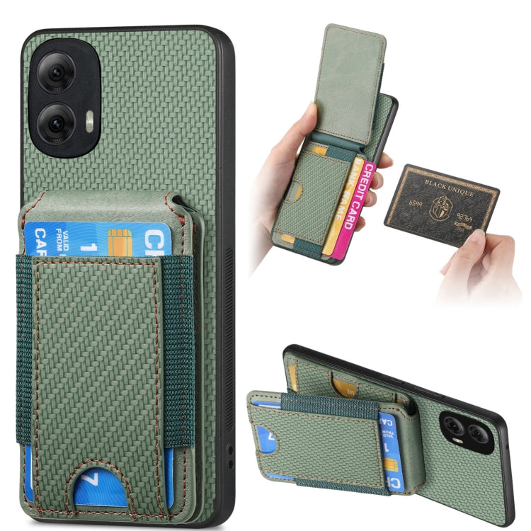 For Motorola Moto G Power 2024 5G Carbon Fiber Vertical Flip Wallet Stand Phone Case(Green) - Motorola Cases by PMC TechLife | Online Shopping South Africa | PMC TechLife | Buy Now Pay Later Mobicred
