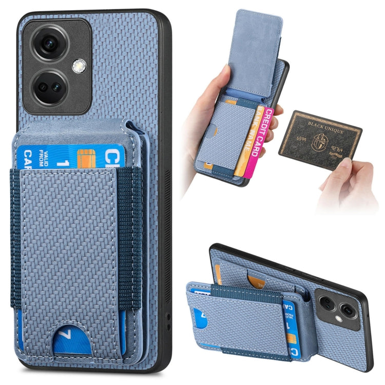 For OnePlus Nord CE3 Carbon Fiber Vertical Flip Wallet Stand Phone Case(Blue) - OnePlus Cases by PMC TechLife | Online Shopping South Africa | PMC TechLife | Buy Now Pay Later Mobicred
