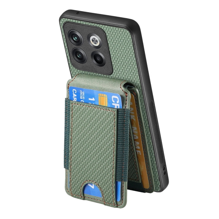 For OnePlus Nord CE3 Carbon Fiber Vertical Flip Wallet Stand Phone Case(Green) - OnePlus Cases by PMC TechLife | Online Shopping South Africa | PMC TechLife | Buy Now Pay Later Mobicred