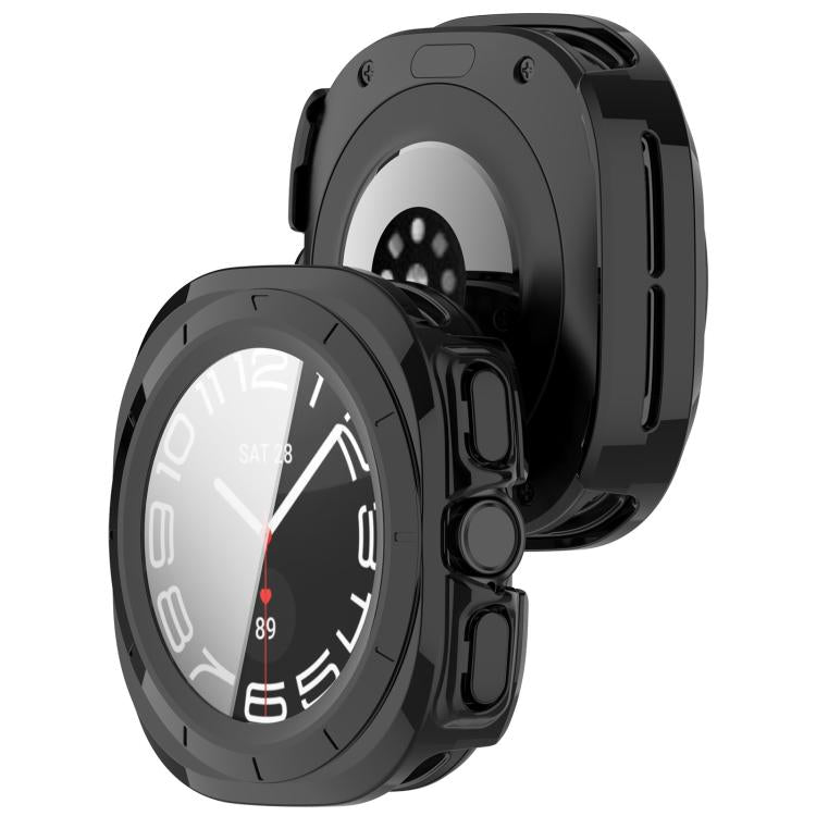 For Samsung Galaxy Watch Ultra 47mm PC+Tempered Film Integrated Waterproof Watch Protective Case(Black) - Watch Cases by PMC TechLife | Online Shopping South Africa | PMC TechLife | Buy Now Pay Later Mobicred