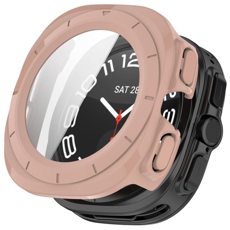 For Samsung Galaxy Watch Ultra 47mm PC+Tempered Film Integrated Waterproof Watch Protective Case(Pink) - Watch Cases by PMC TechLife | Online Shopping South Africa | PMC TechLife | Buy Now Pay Later Mobicred