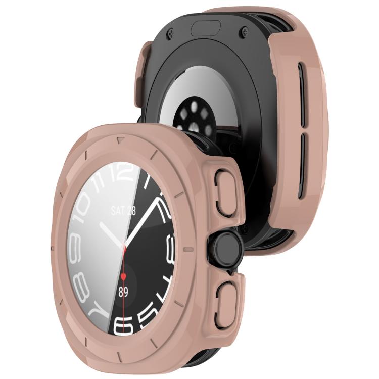 For Samsung Galaxy Watch Ultra 47mm PC+Tempered Film Integrated Waterproof Watch Protective Case(Pink) - Watch Cases by PMC TechLife | Online Shopping South Africa | PMC TechLife | Buy Now Pay Later Mobicred