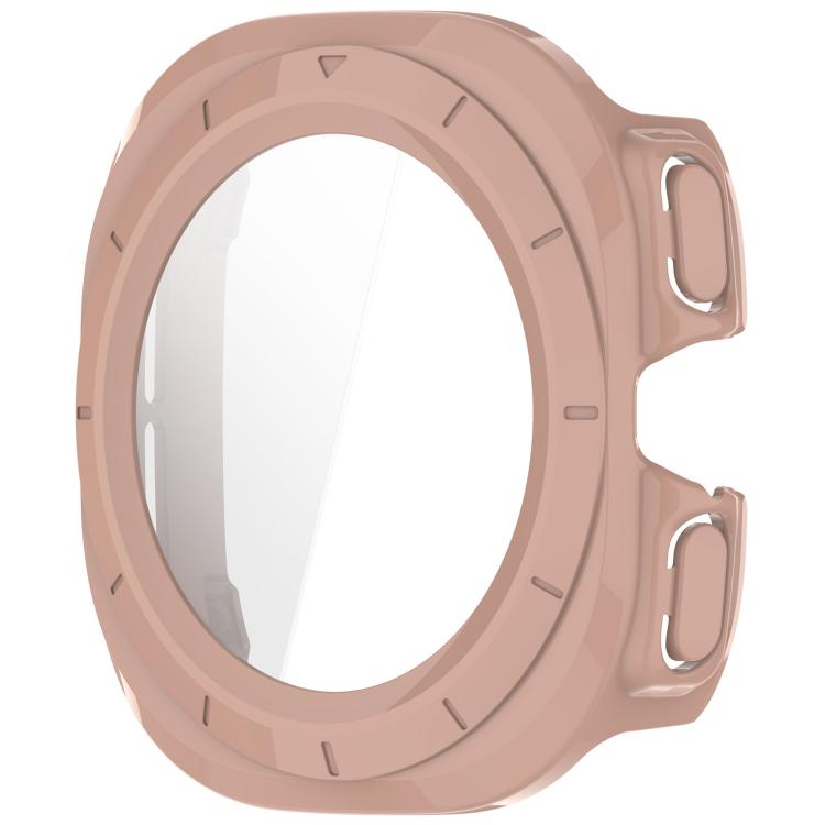 For Samsung Galaxy Watch Ultra 47mm PC+Tempered Film Integrated Waterproof Watch Protective Case(Pink) - Watch Cases by PMC TechLife | Online Shopping South Africa | PMC TechLife | Buy Now Pay Later Mobicred