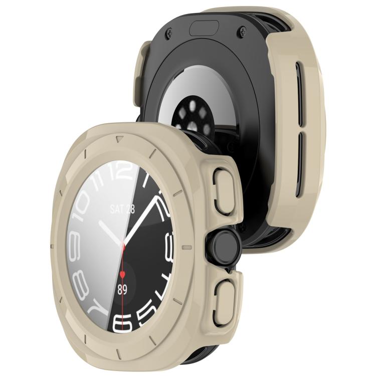 For Samsung Galaxy Watch Ultra 47mm PC+Tempered Film Integrated Waterproof Watch Protective Case(Ivory) - Watch Cases by PMC TechLife | Online Shopping South Africa | PMC TechLife | Buy Now Pay Later Mobicred