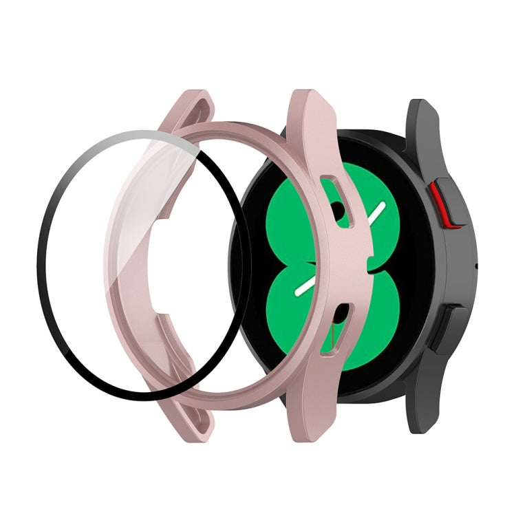 For Samsung Galaxy Watch FE 40mm PC + Tempered Glass Film Integrated Watch Protective Case(Rose Gold) - Watch Cases by PMC TechLife | Online Shopping South Africa | PMC TechLife | Buy Now Pay Later Mobicred