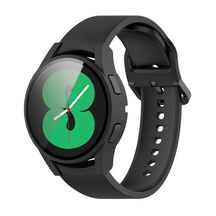 For Samsung Galaxy Watch FE 40mm PC + Tempered Glass Film Integrated Watch Protective Case(Black) - Watch Cases by PMC TechLife | Online Shopping South Africa | PMC TechLife | Buy Now Pay Later Mobicred