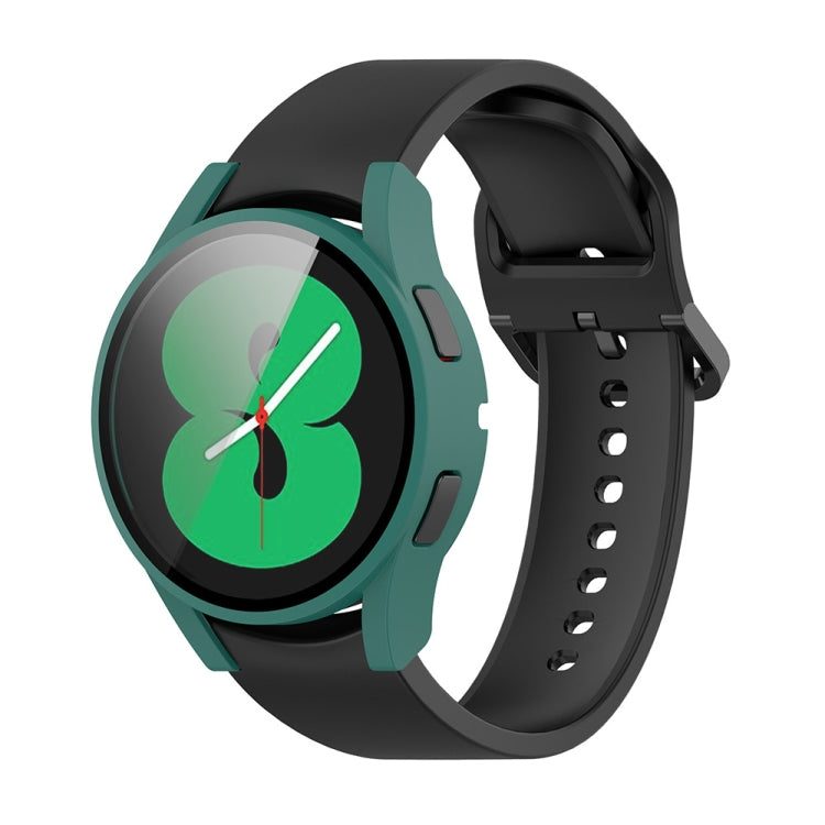 For Samsung Galaxy Watch FE 40mm PC + Tempered Glass Film Integrated Watch Protective Case(Green) - Watch Cases by PMC TechLife | Online Shopping South Africa | PMC TechLife | Buy Now Pay Later Mobicred