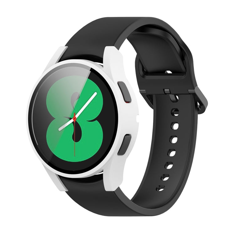 For Samsung Galaxy Watch FE 40mm PC + Tempered Glass Film Integrated Watch Protective Case(White) - Watch Cases by PMC TechLife | Online Shopping South Africa | PMC TechLife | Buy Now Pay Later Mobicred