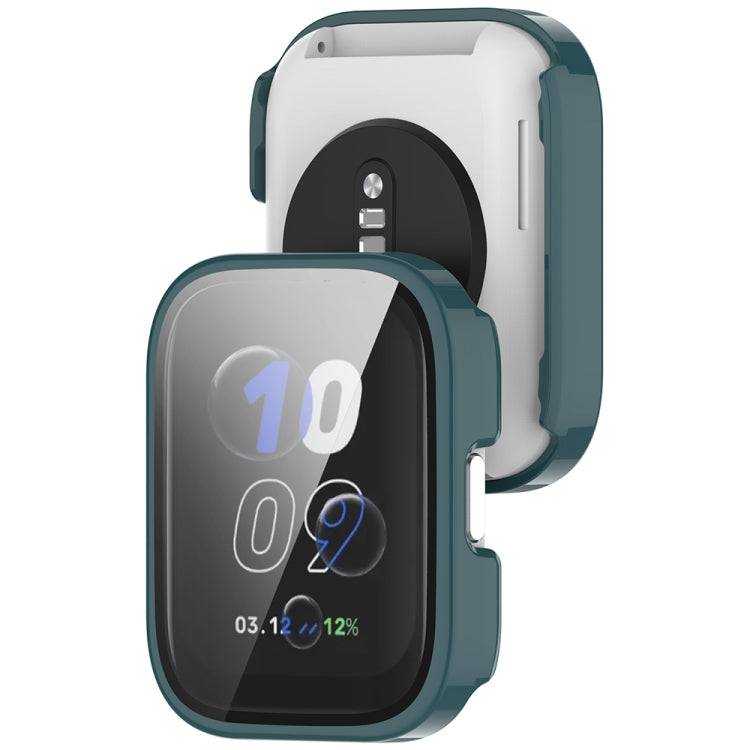 For Amazfit bip5 Unity PC + Tempered Glass Film Integrated Watch Protective Case(Pine Needle Green) - Watch Cases by PMC TechLife | Online Shopping South Africa | PMC TechLife | Buy Now Pay Later Mobicred