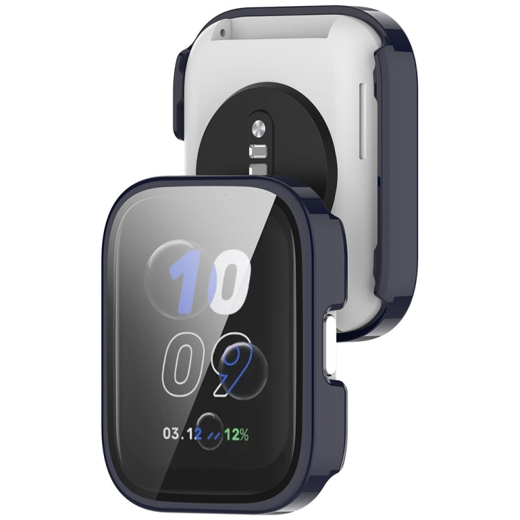 For Amazfit bip5 Unity PC + Tempered Glass Film Integrated Watch Protective Case(Ink Blue) - Watch Cases by PMC TechLife | Online Shopping South Africa | PMC TechLife | Buy Now Pay Later Mobicred