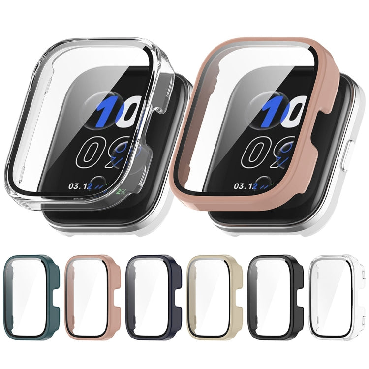 For Amazfit bip5 Unity PC + Tempered Glass Film Integrated Watch Protective Case(Pine Needle Green) - Watch Cases by PMC TechLife | Online Shopping South Africa | PMC TechLife | Buy Now Pay Later Mobicred
