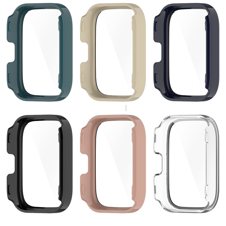 For Amazfit bip5 Unity PC + Tempered Glass Film Integrated Watch Protective Case(Pine Needle Green) - Watch Cases by PMC TechLife | Online Shopping South Africa | PMC TechLife | Buy Now Pay Later Mobicred