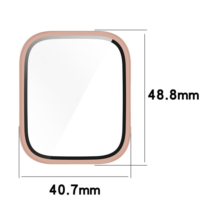 For Amazfit bip5 Unity PC + Tempered Glass Film Integrated Watch Protective Case(Pine Needle Green) - Watch Cases by PMC TechLife | Online Shopping South Africa | PMC TechLife | Buy Now Pay Later Mobicred