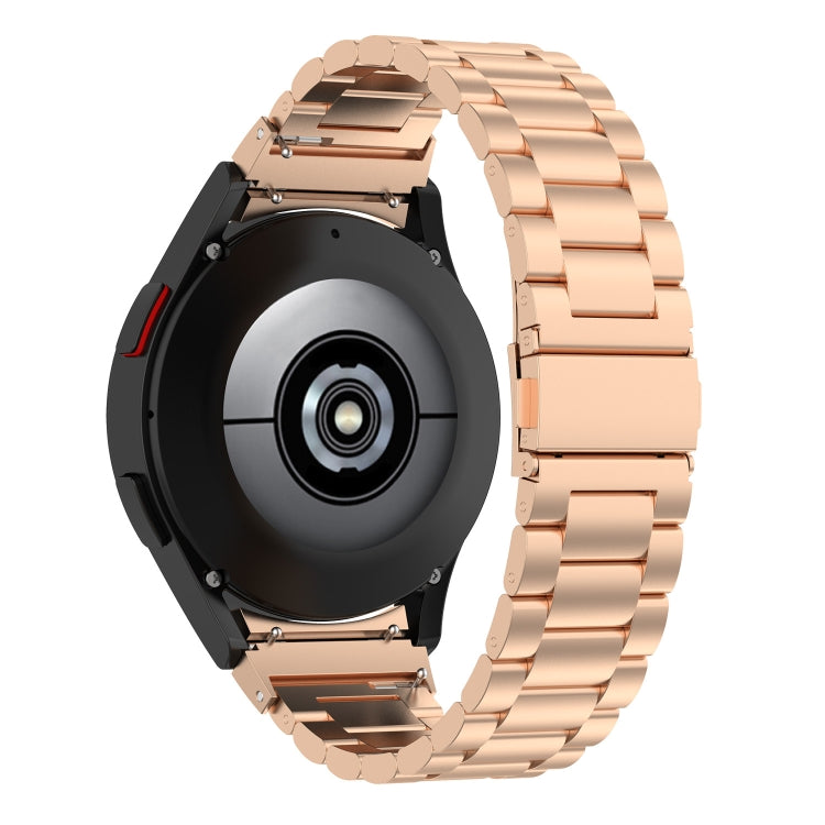 For Samsung Galaxy Watch 7 40 / 44mm Three Bead Stainless Steel Metal Watch Strap(Rose Gold) - free shipping - PMC TechLife - Order now!