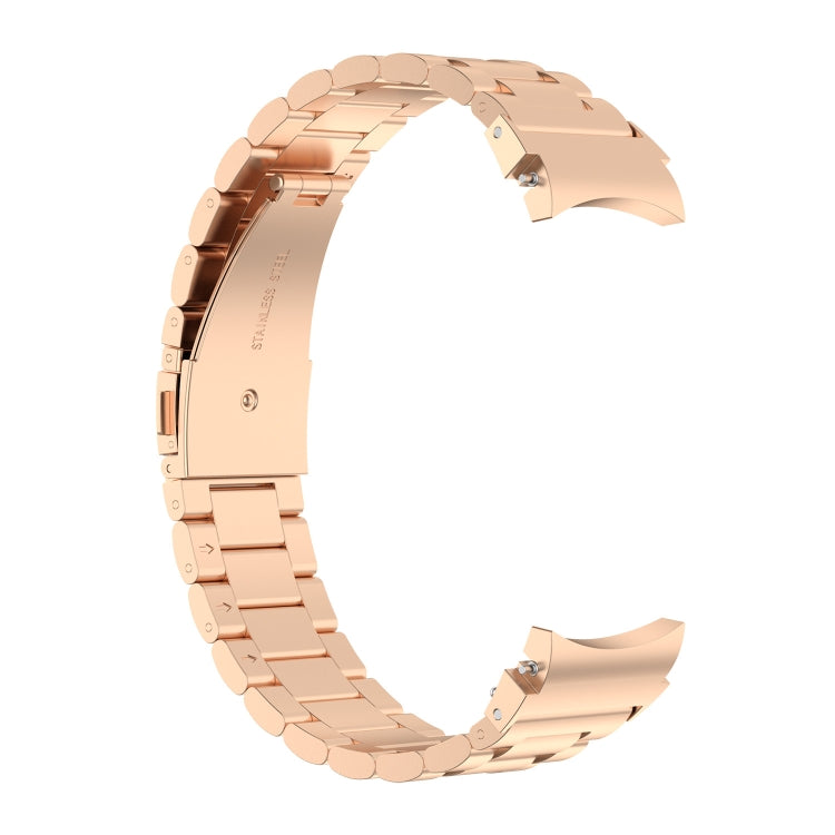 For Samsung Galaxy Watch 7 40 / 44mm Three Bead Stainless Steel Metal Watch Strap(Rose Gold) - free shipping - PMC TechLife - Order now!