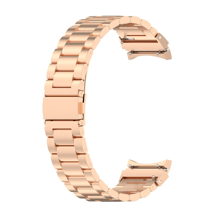 For Samsung Galaxy Watch 7 40 / 44mm Three Bead Stainless Steel Metal Watch Strap(Rose Gold) - free shipping - PMC TechLife - Order now!