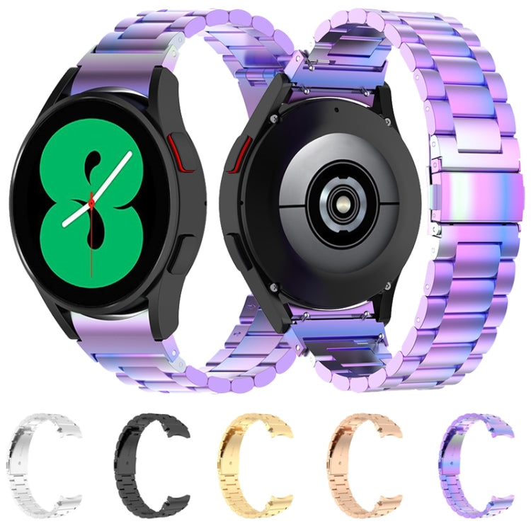 For Samsung Galaxy Watch FE 40mm Three Bead Stainless Steel Metal Watch Strap(Rose Gold) - free shipping - PMC TechLife - Order now!