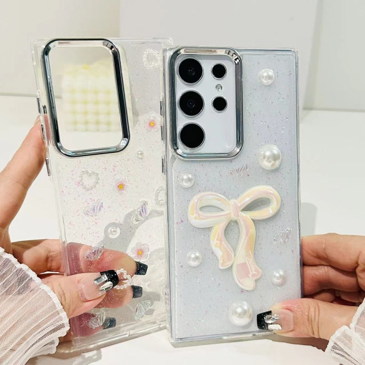 For Samsung Galaxy S25 Ultra 5G Three-dimensional Bow Pearl Love Flower TPU  Phone Case(Butterfly Love Flowers) - Galaxy S25 Ultra 5G Cases by PMC Jewellery | Online Shopping South Africa | PMC Jewellery | Buy Now Pay Later Mobicred