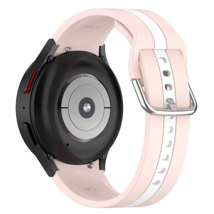 For Samsung Galaxy Watch FE 40mm Two Color Stripe Silicone Watch Band(Pink white) - free shipping - PMc TechLife - Order now!